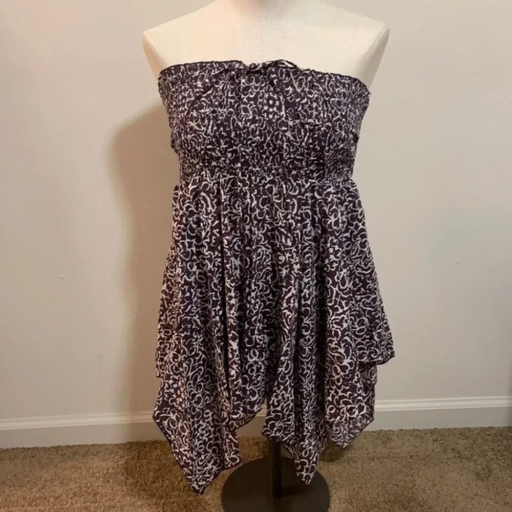 Motherhood maternity Blouse purple,white cotton tunic boho strapless top Sz Med - Picture 3 of 7